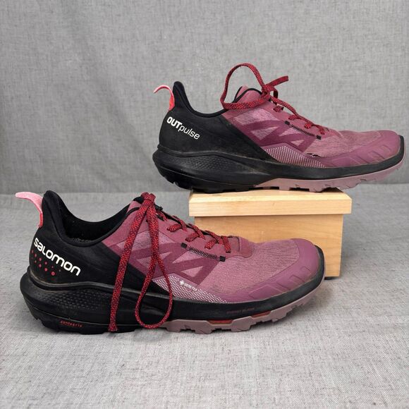 Salomon Outpulse Gore-Tex Hiking Shoes Maroon Black Gorpcore Women’s 10‎ - Picture 2 of 12